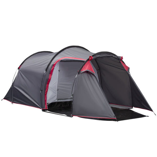 Tenda da Campeggio 2 Posti 426x206x154 cm con Vestibolo e Porte con Cerniera Grigio online