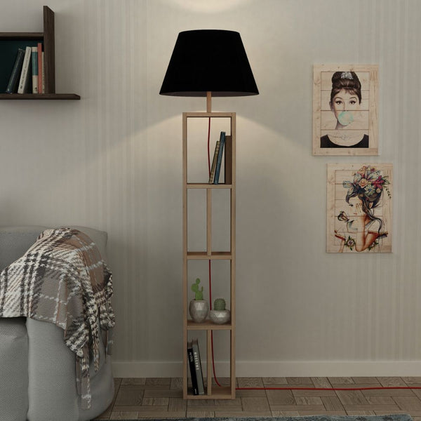 Lampada da Terra con Libreria 45x45x163,5 cm in MDF Giorno Nero prezzo