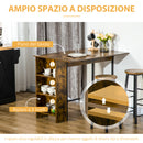 Bancone Bar Pieghevole con Scaffale a 3 Ripiani 120x76x91,4 cm Stile Industriale Marrone e Nero-5