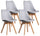 Set mit 4 Stühlen 83 x 49 x 43 cm aus grauem Indoor-Kunstleder