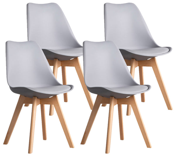 acquista Set mit 4 Stühlen 83 x 49 x 43 cm aus grauem Indoor-Kunstleder
