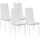 Set di 4 Sedie da Pranzo 41x50x97 cm con Schienale Alto in Similpelle Bianco
