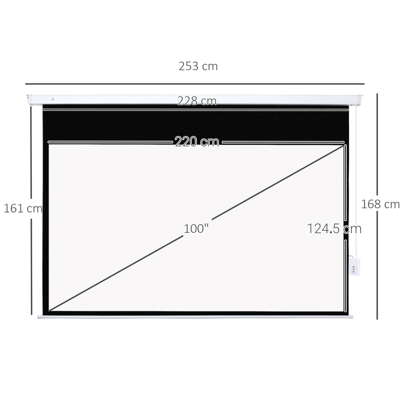 Telo Proiettore 100” 16:9 Portatile 253x7,5x168 cm in PVC e Metallo Bianco-3