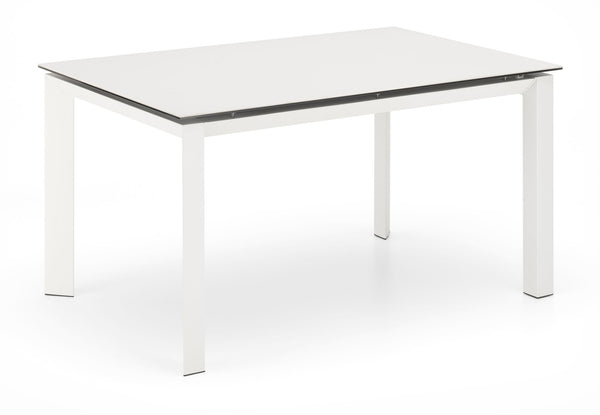 Ausziehbarer Tisch 140/220x90x75 cm aus Metall mit Keramikplatte auf weißem Marmorglas online