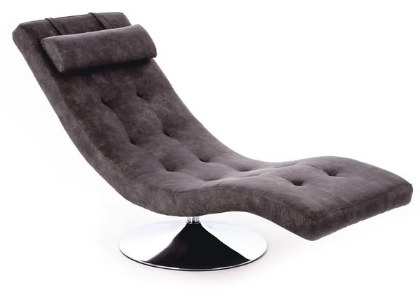 Chaiselongue-Sessel 180 x 60 x 90 cm aus Kunstleder in Vintage-Grau sconto