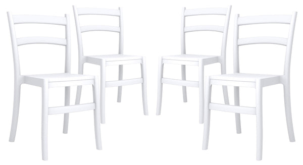 Set mit 4 weißen Vandi-Gartenstühlen aus Polypropylen sconto
