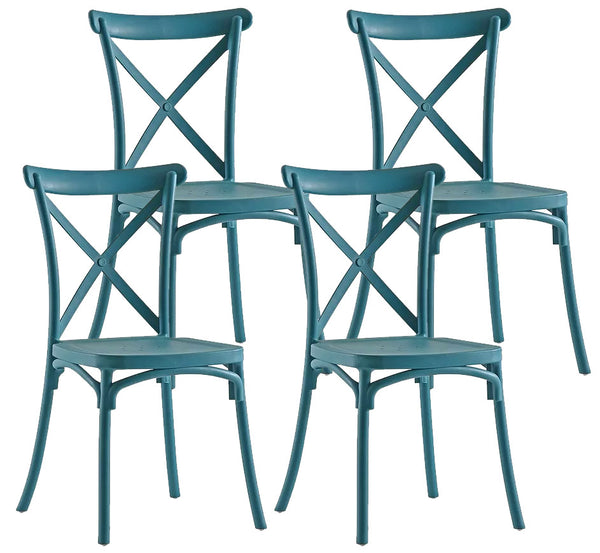 sconto Satz mit 4 Stühlen 88 x 44 x 49 cm aus blaugrünem Polypropylen