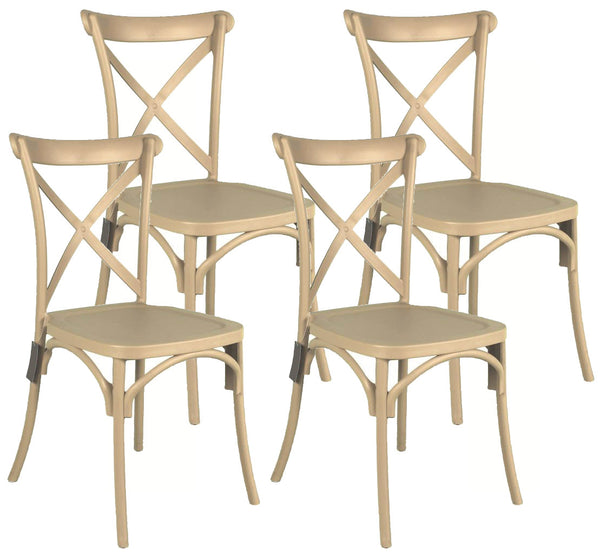prezzo Set mit 4 Stühlen 88 x 44 x 49 cm aus taupefarbenem Polypropylen