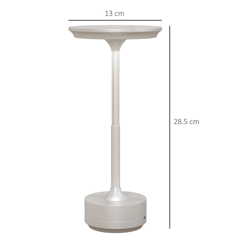 Lampada da Tavolo a LED Senza Filo Touch Ø13x28,5 cm Batteria Ricaricabile Argento-3
