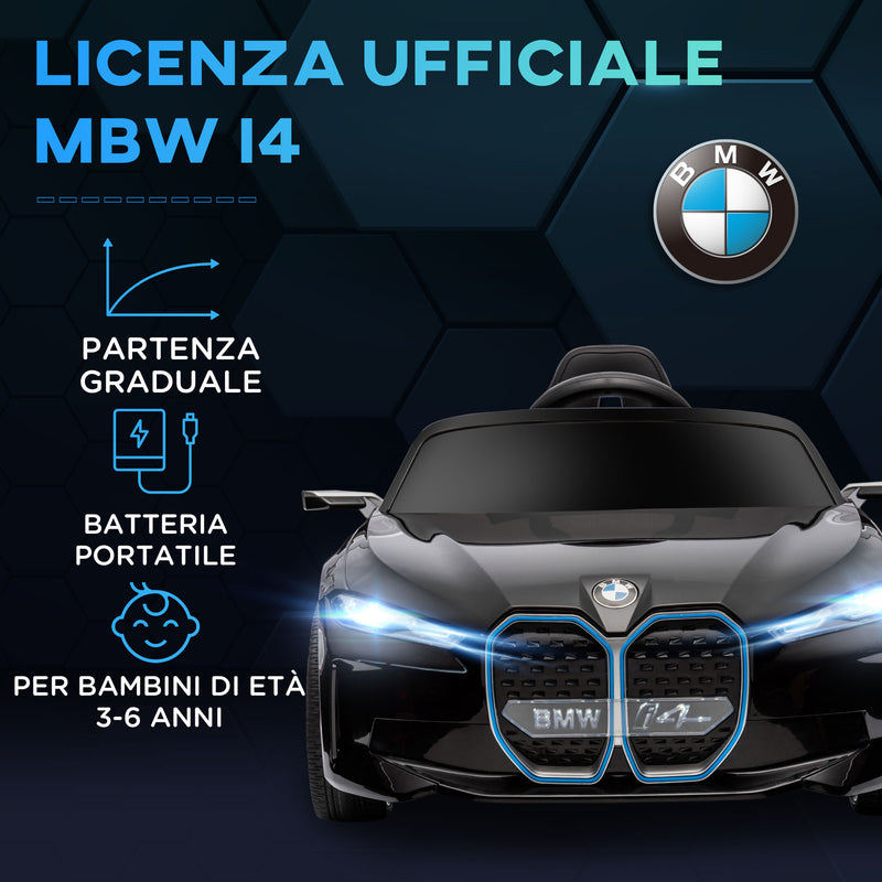 Macchina Elettrica per Bambini 12V con Licenza BMW I4 Nera-4