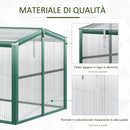Serra da Giardino Tetto Regolabile 130x70x61 cm in Policarbonato e Alluminio Verde e Trasparente-5