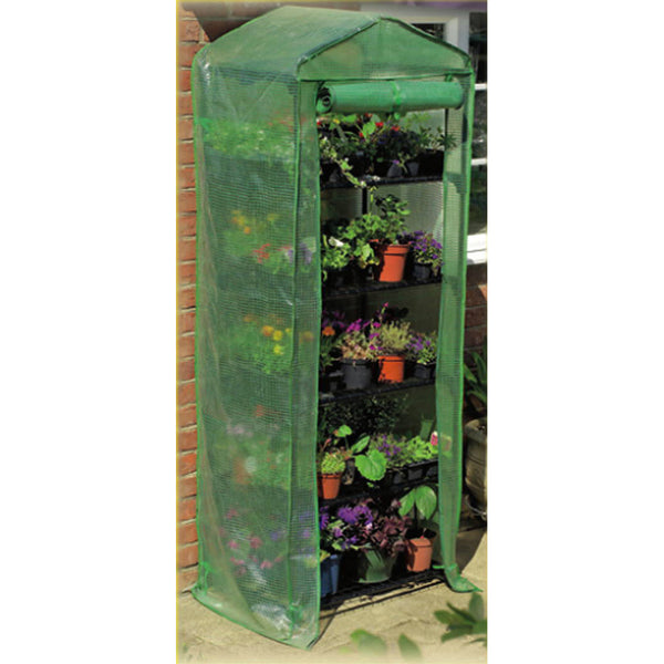 Garten-Gewächshaus mit 5 Regalen aus lackiertem Stahl und regnerischer transparenter Abdeckung online