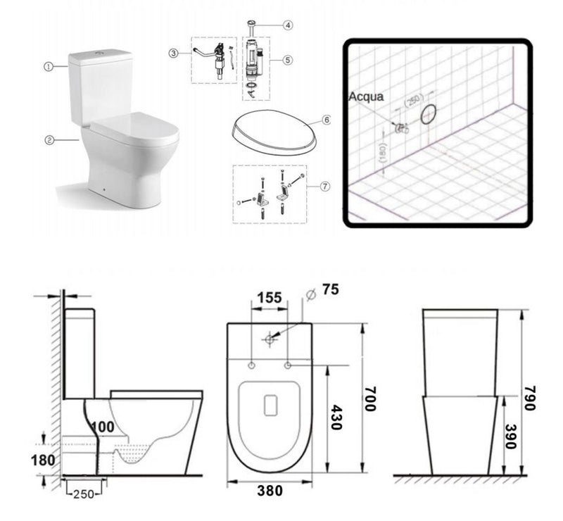 WC con Cassetta Esterna in Ceramica 36x68x79cm Vorich Comfort Bianco-6