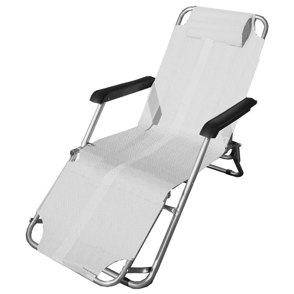 online Weißer Aluminium-Liegestuhl mit Fußstütze Sea Beach Pool Camping