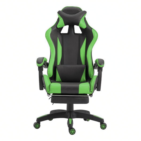Gaming-Stuhl mit Fußstütze aus grünem Kunstleder acquista