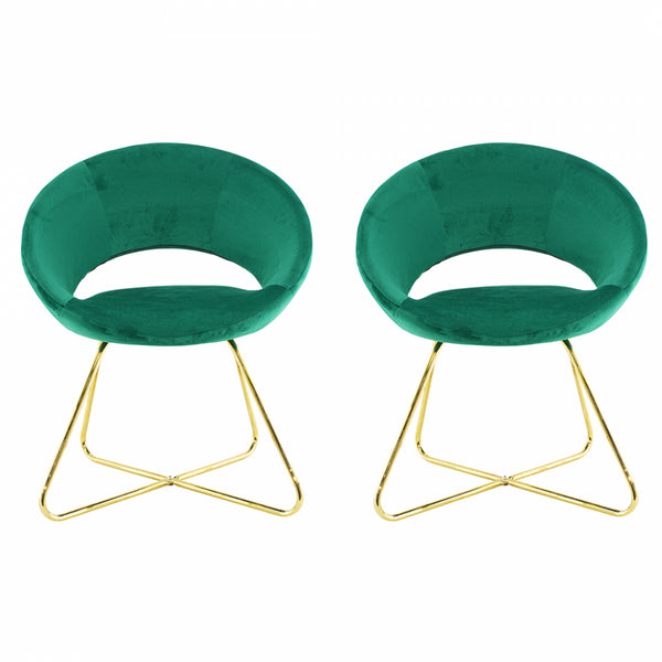 prezzo Set mit 2 Vintage-Stühlen 58 x 64 x 83 cm aus grünem Samtstoff mit Greta-Effekt
