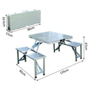 Tavolo da Campeggio Richiudibile Portatile con 4 Sedie  in Alluminio Argento-2