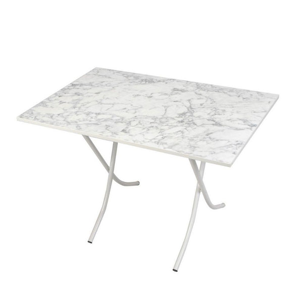 online Tavolo pieghevole 60x90x75 cm marmo bianco e gambe bianco