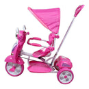 Triciclo a Spinta Seggiolino Reversibile per Bambini Kidfun Classic Rosa-2