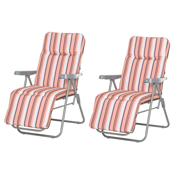 Set mit 2 Gartenliegestühlen 60 x 75 x 102 cm, 5-fach verstellbar, mit orangefarbenem Kissen sconto