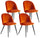 Set mit 4 gepolsterten Stühlen 49 x 52 x 79 cm in Orange und schwarzem Samt