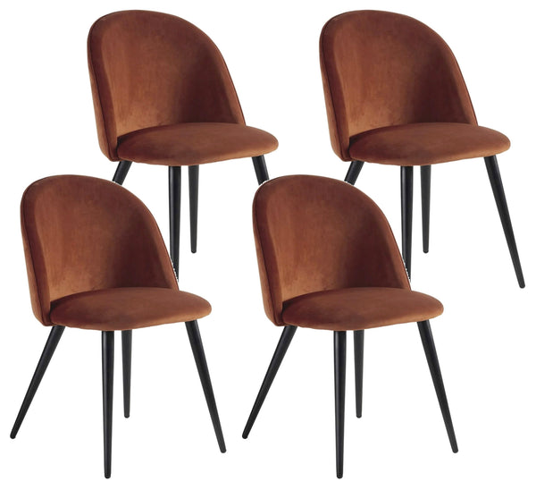 acquista Set mit 4 gepolsterten Stühlen 49 x 52 x 79 cm in Bronze und schwarzem Samt