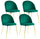 Set mit 4 gepolsterten Stühlen 49 x 52 x 79 cm in grünem und goldenem Samt