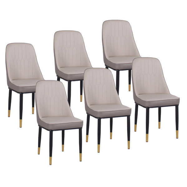 Satz mit 6 gepolsterten Stühlen 45 x 42 x 92 cm in taubengrauem Kunstleder online