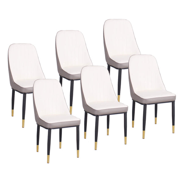 Set mit 6 gepolsterten Stühlen 45 x 42 x 92 cm in weißem Kunstleder acquista