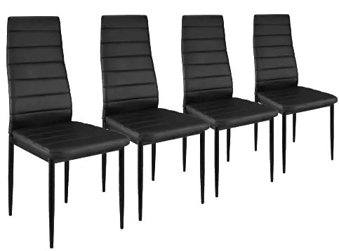 Set mit 4 Esszimmerstühlen aus schwarzem Kunstleder und Metall sconto