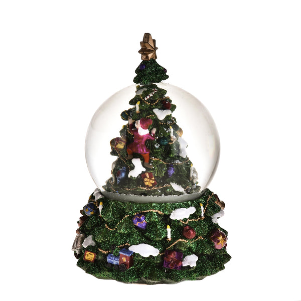Weihnachtsbaum-Spieluhr mit Glaskugel H17 cm Grün aus Harz sconto