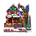 Weihnachtsdorf Haus des Weihnachtsmanns mit Lichtern Musik und Bewegung H25,5 cm aus Harz