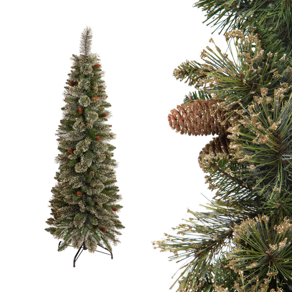 Künstlicher Weihnachtsbaum H150 cm Schlanke Tanne Goldgrün 242 Spitzen Grün online