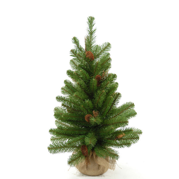 prezzo Set 2 Mini Künstlicher Weihnachtsbaum H45 cm Tanne mit Tannenzapfen 43 Spitzen Grün