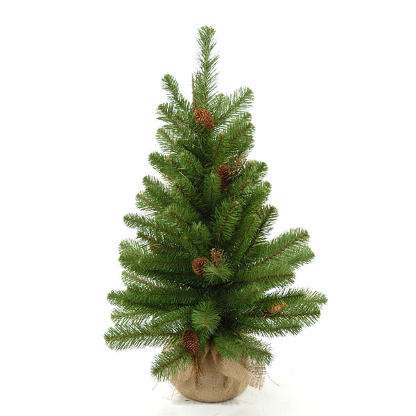 Künstlicher Mini-Weihnachtsbaum H65 cm Tanne mit Tannenzapfen 65 Spitzen Grün sconto
