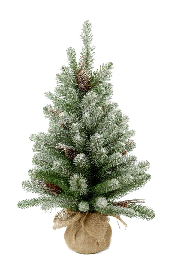 prezzo Set 2 Mini Künstlicher Weihnachtsbaum H45 cm Verschneite Tanne mit Tannenzapfen 43 Spitzen Grün