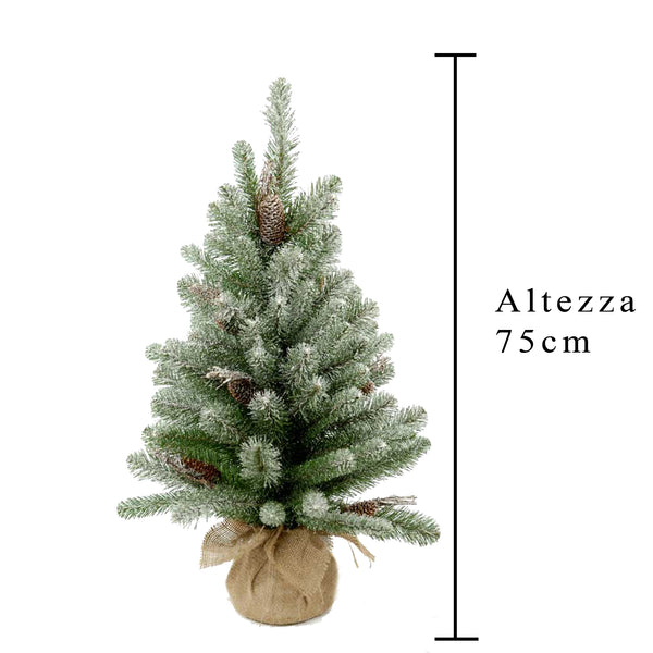 Künstlicher Mini-Weihnachtsbaum H80 cm Schneetanne mit Tannenzapfen 115 Spitzen Grün prezzo