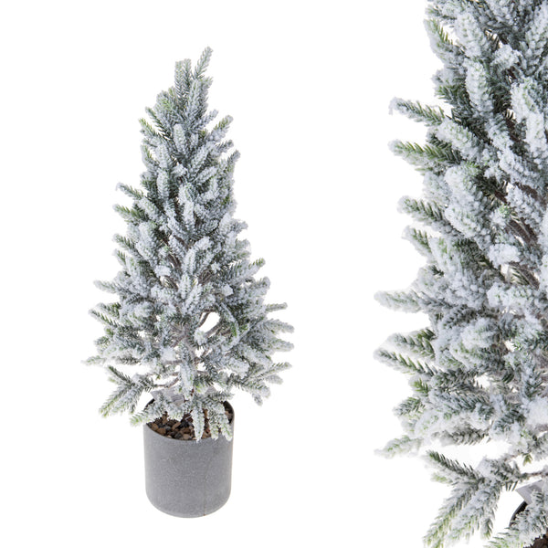 sconto Set 2 Mini Künstlicher Weihnachtsbaum H48 cm Grüne verschneite Tanne