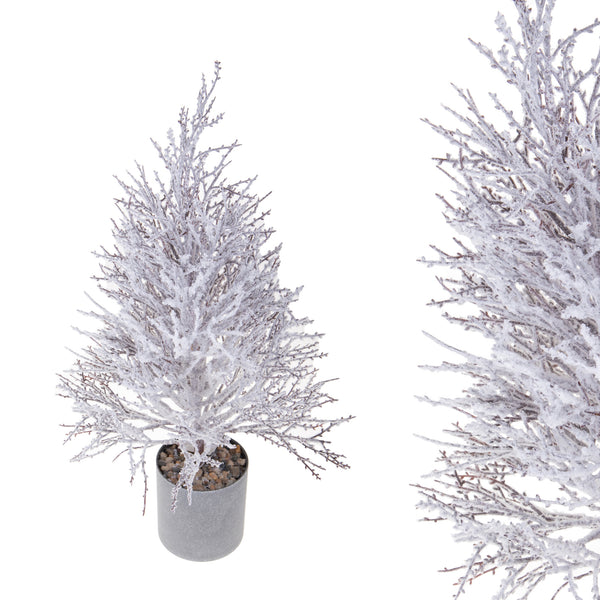 acquista Set 2 Mini Künstlicher Weihnachtsbaum H57 cm Kahl mit Grünem Schnee